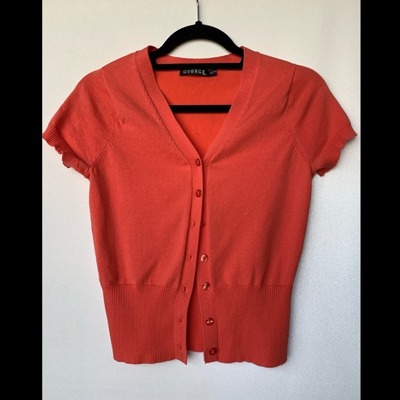 XS, George, coral short sleeve cardigan - Picture 1 of 6
